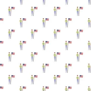 Seamless pattern of men holding united states flag Illustrazione stock