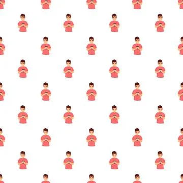Seamless pattern of men using mobile phone technology Illustrazione stock