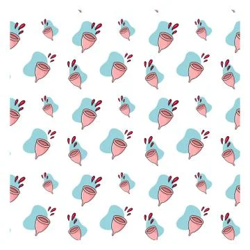 Seamless pattern menstrual Cup in the style of Doodle. Eco-friendly reusable Stock Illustration
