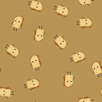 Seamless pattern menu bread character cartoon vector 库存插图