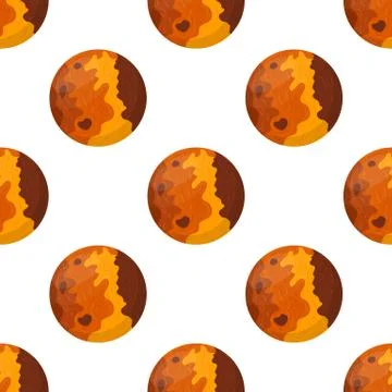 Seamless pattern with Mercury planet isolated on white background. Planet of  Stock Illustration