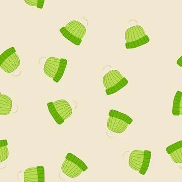 Seamless pattern merino winter hat knit cartoon vector Stock Illustration