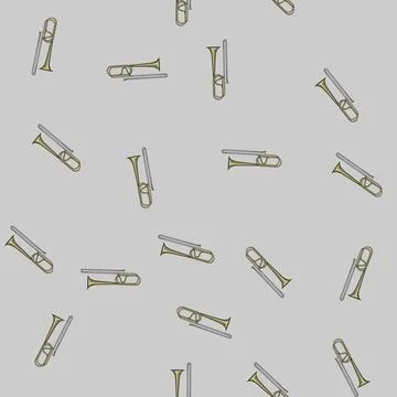 Seamless pattern merlot trombone cartoon vector Stock Illustration