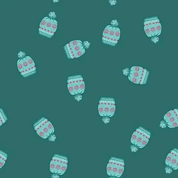 Seamless pattern merlot winter hat knit cartoon vector イラスト素材