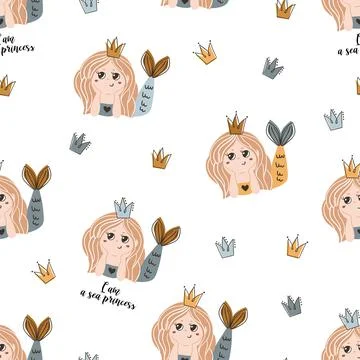 Seamless pattern with mermaids. Stock Illustration