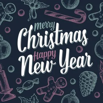 Seamless pattern for Merry Christmas and Happy New Year poster. Stock Illustration