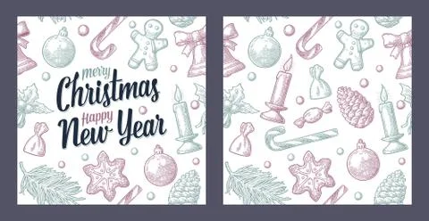 Seamless pattern for Merry Christmas and Happy New Year poster. Stock-Illustration