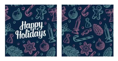 Seamless pattern for Merry Christmas and Happy New Year poster. Illustrazione stock