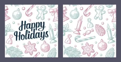 Seamless pattern for Merry Christmas and Happy New Year poster. Illustrazione stock