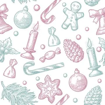 Seamless pattern for Merry Christmas and Happy New Year poster. Stock Illustration