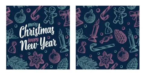 Seamless pattern for Merry Christmas and Happy New Year poster. Stockillustratie