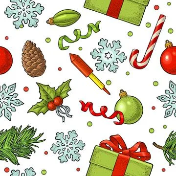 Seamless pattern for Merry Christmas and Happy New Year poster. Stock Illustration