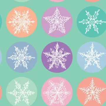 Seamless pattern Merry Christmas Card, Snowflake winter set orange pink purple Illustrazione stock