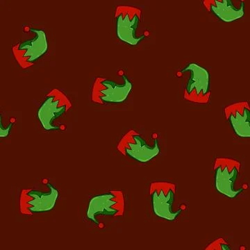 Seamless pattern merry elf santa hat cartoon vector 스톡 일러스트