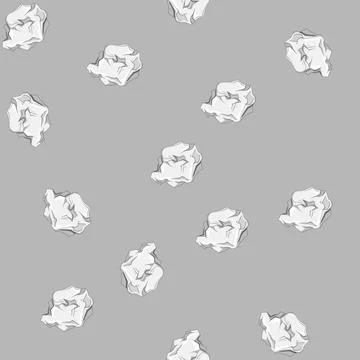 Seamless pattern mess crumpled paper balls cartoon vector Stock Illustration