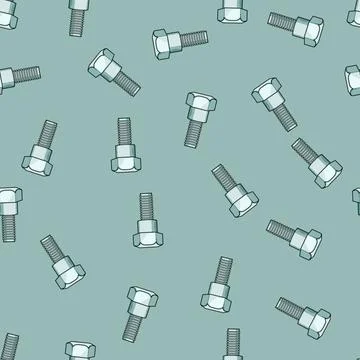 Seamless pattern Metal bolt fastener for mechanical engineering construction 스톡 일러스트
