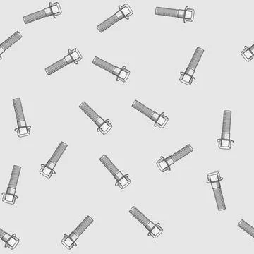 Seamless pattern Metal bolt fastening and connecting components together Stock Illustration