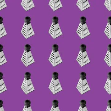Seamless pattern from Metal grater. Isolated on violet background flat lay. 写真素材