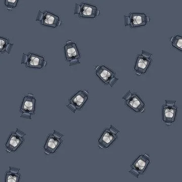 Seamless pattern metal kerosene lamp cartoon vector Stock Illustration