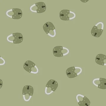 Seamless pattern metal padlock vintage cartoon vector Stock Illustration