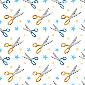 Seamless pattern Metal scissors . Vector illustration. イラスト素材