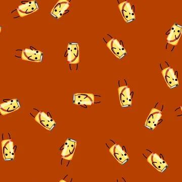 Seamless pattern metal soda can character cartoon vector Stock Illustration