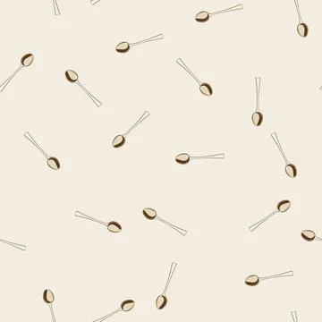 Seamless pattern metal tea spoon cartoon vector Stock Illustration