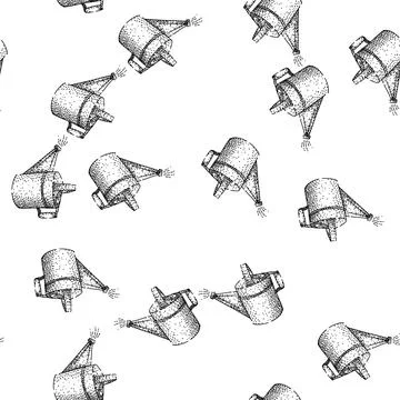Seamless pattern metal watering can sketch hand drawn Stock Illustration