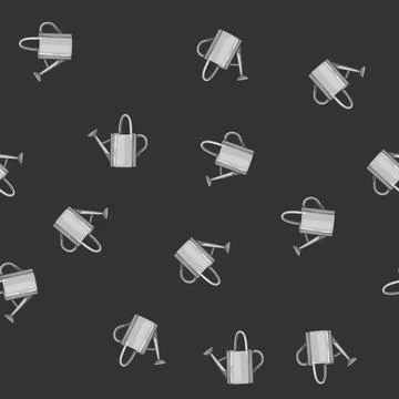 Seamless pattern metal watering can cartoon vector Stock Illustration