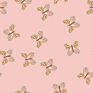 Seamless pattern metamorphosis groovy butterfly cartoon vector Illustrazione stock