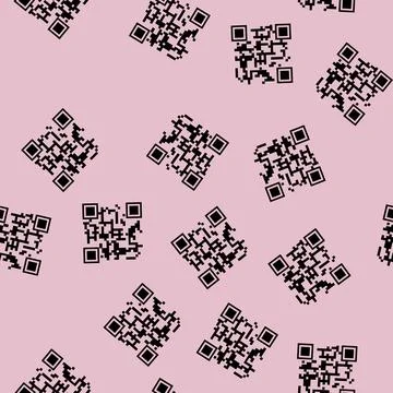 Seamless pattern meters qr code label cartoon vector Stock Illustration