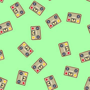 Seamless pattern meters retro control panel cartoon vector Stock Illustration