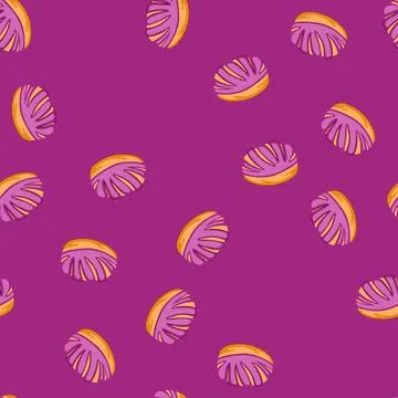 Seamless pattern mexican concha with purple topping of sweet bread Stock Illustration