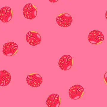 Seamless pattern mexican concha sweet bread pastry dessert 库存插图