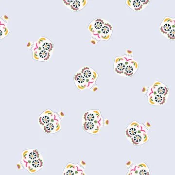 Seamless pattern mexican dead day skull cartoon vector 스톡 일러스트