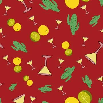 Seamless pattern mexican elements tequila design Stock Illustration