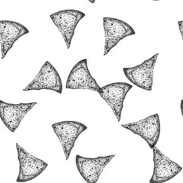 Seamless pattern mexican nachos sketch hand drawn Illustrazione stock