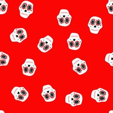 Seamless pattern mexico dead day skull cartoon vector 스톡 일러스트