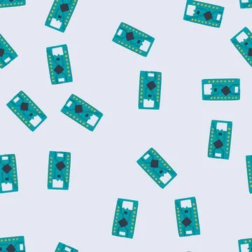 Seamless pattern microchip microcontroller cartoon vector Illustrazione stock