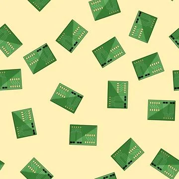 Seamless pattern microcontroller circuit board cartoon vector 库存插图