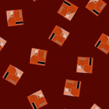 Seamless pattern microcontroller microcontroller cartoon vector Illustrazione stock