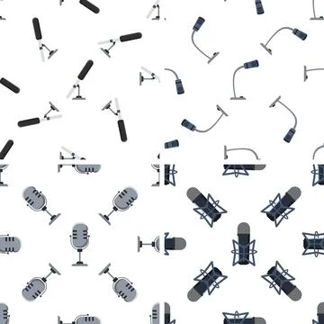 Seamless pattern with microphones of different types for recording podcasts Stock-Illustration