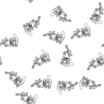 Seamless pattern microscope lab sketch hand drawn Stockillustratie