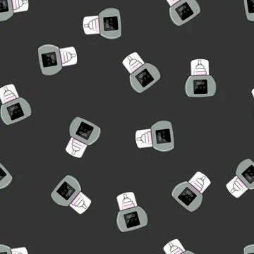 Seamless pattern milk bottle warmer cartoon vector Stock Illustration