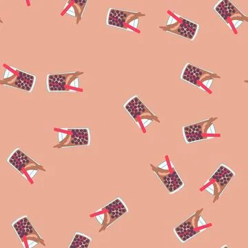 Seamless pattern milk bubble tea cartoon vector Stock Illustration