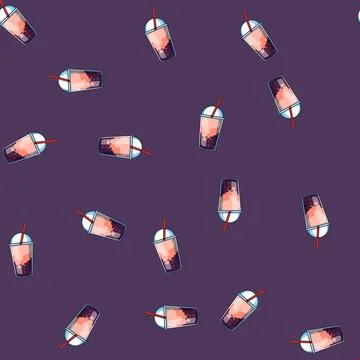 Seamless pattern milk bubble tea cartoon vector Illustrazione stock
