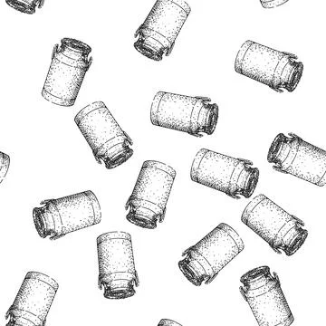 Seamless pattern Milk can drawing in vintage engraving style Stock Illustration