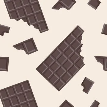 Seamless pattern with milk chocolate bars and bitten pieces. Illustrazione stock