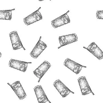 Seamless pattern milk cup sketch hand drawn Stock Illustration