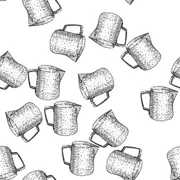 Seamless pattern Milk jug drawing for coffee shop elements Stockillustratie